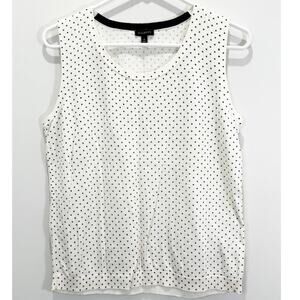 Talbots Sleeveless Knit Top Women's Medium White Polka Dot Print